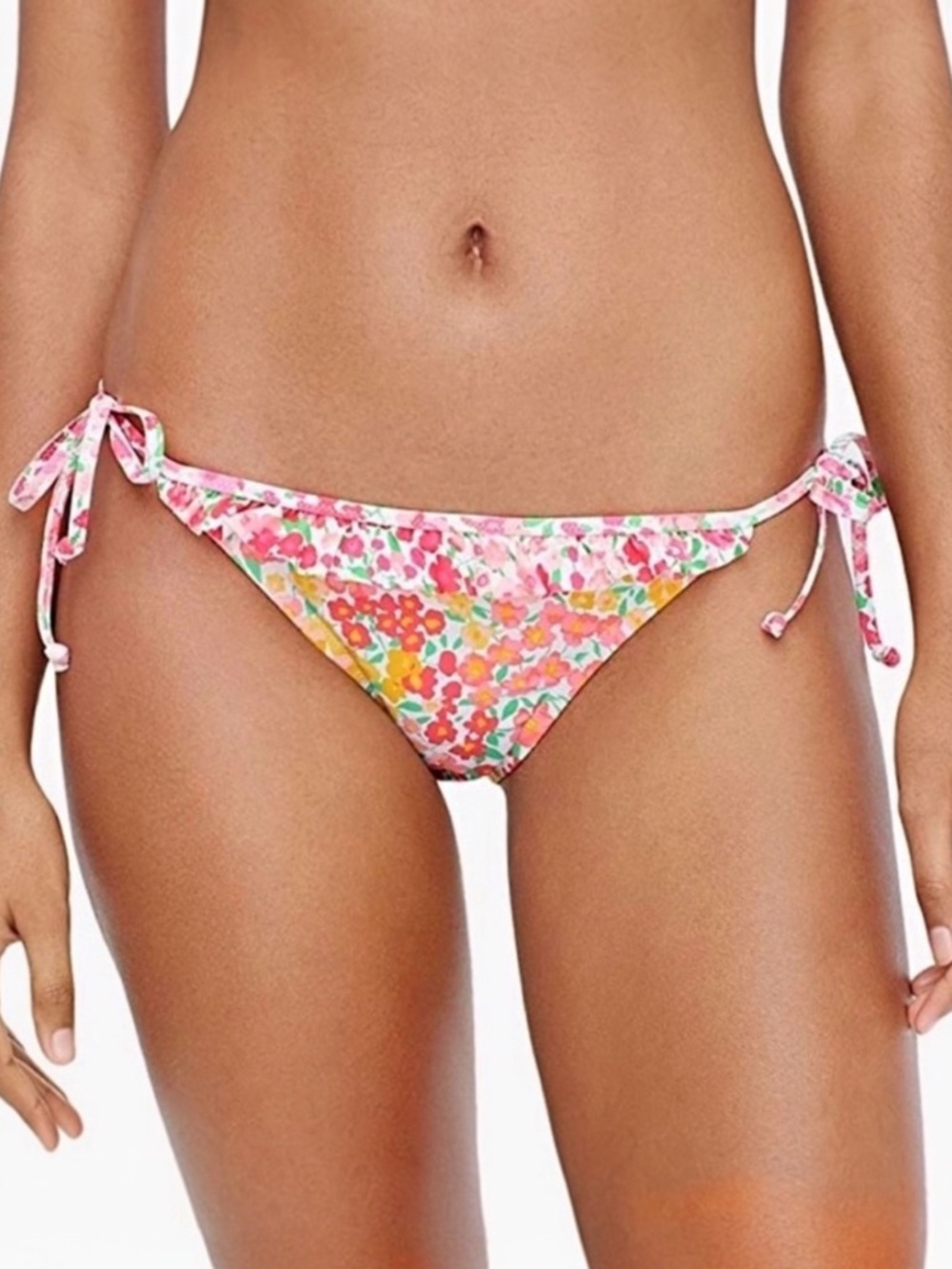 J CREW Micro Meadow Floral Bikini Bottoms L NWT Pink Side Tie Resort Swim